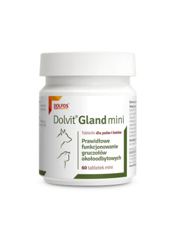 Pot en plastique de Dolvit Gland de 60 mini comprimés pour petits chiens et chats