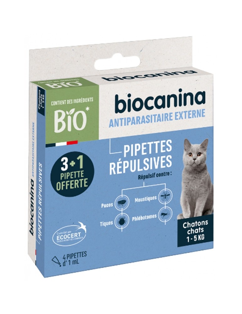 Nouvelle boite de pipettes Répulsives biocanina pour chat