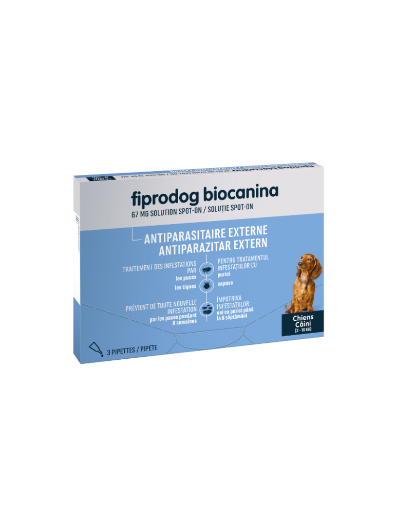 Boîte de fiprodog biocanina pour petit chien